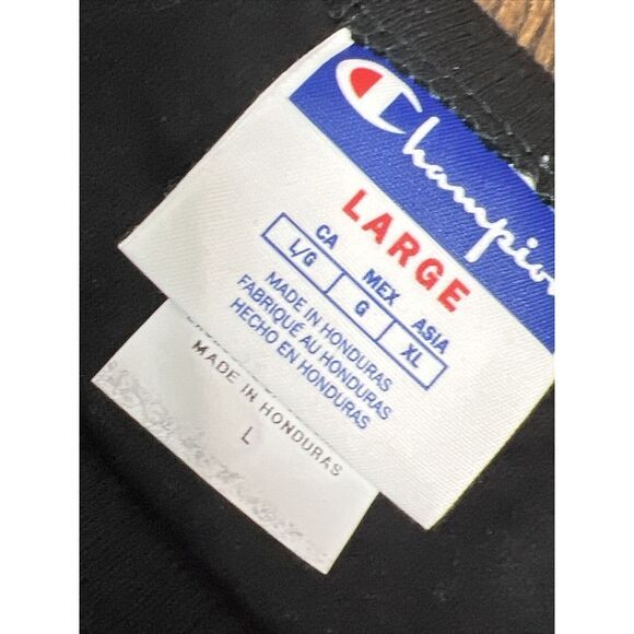 MENS CHAMPION BLACK MOON PHASES‎ LOGO 100% COTTON SHORT SLEEVE T-SHIRT L FLAW - Picture 9 of 11